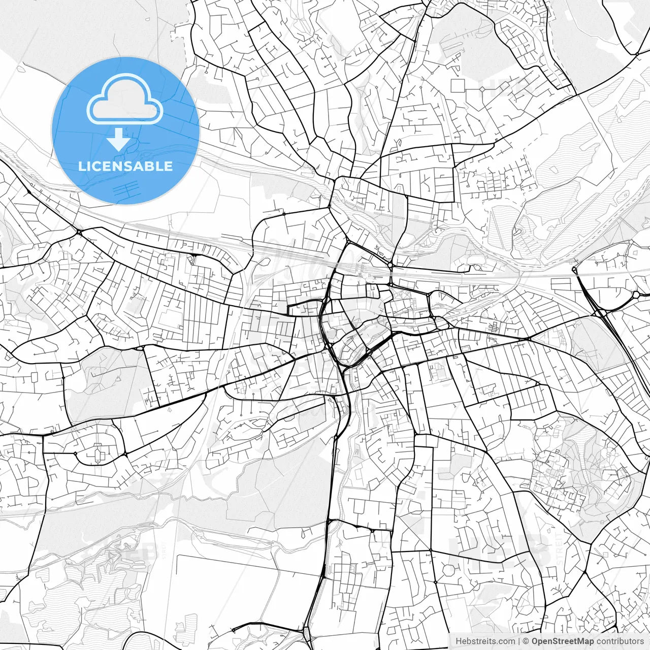 Vector PDF map of Reading, England