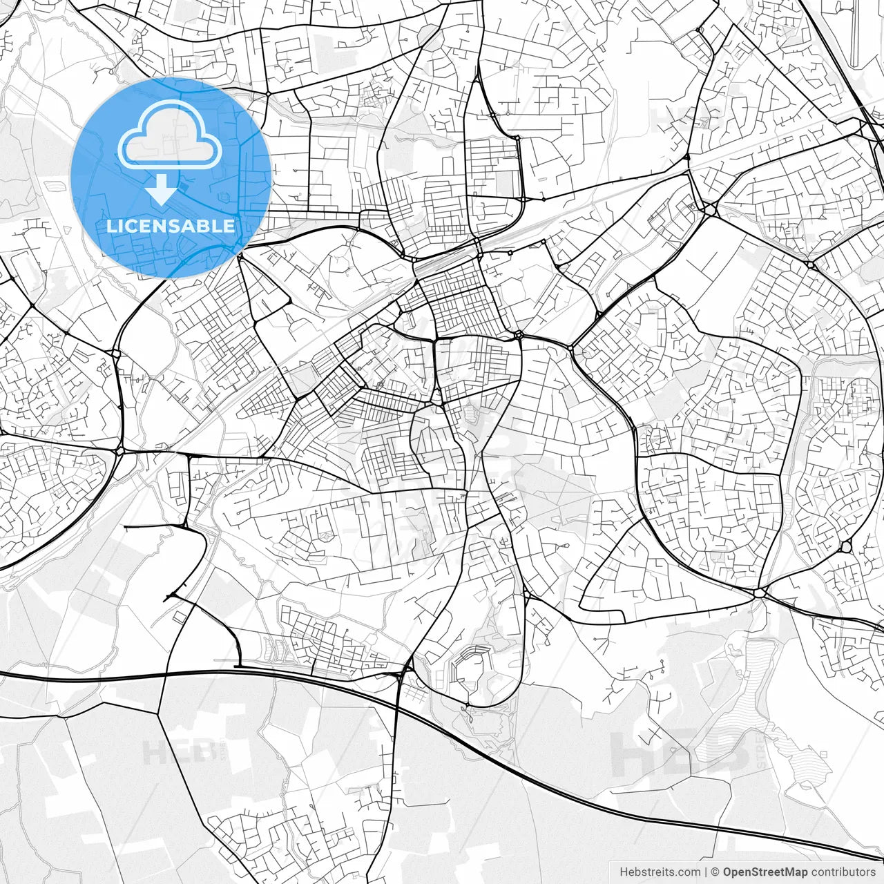 Vector PDF map of Swindon, England