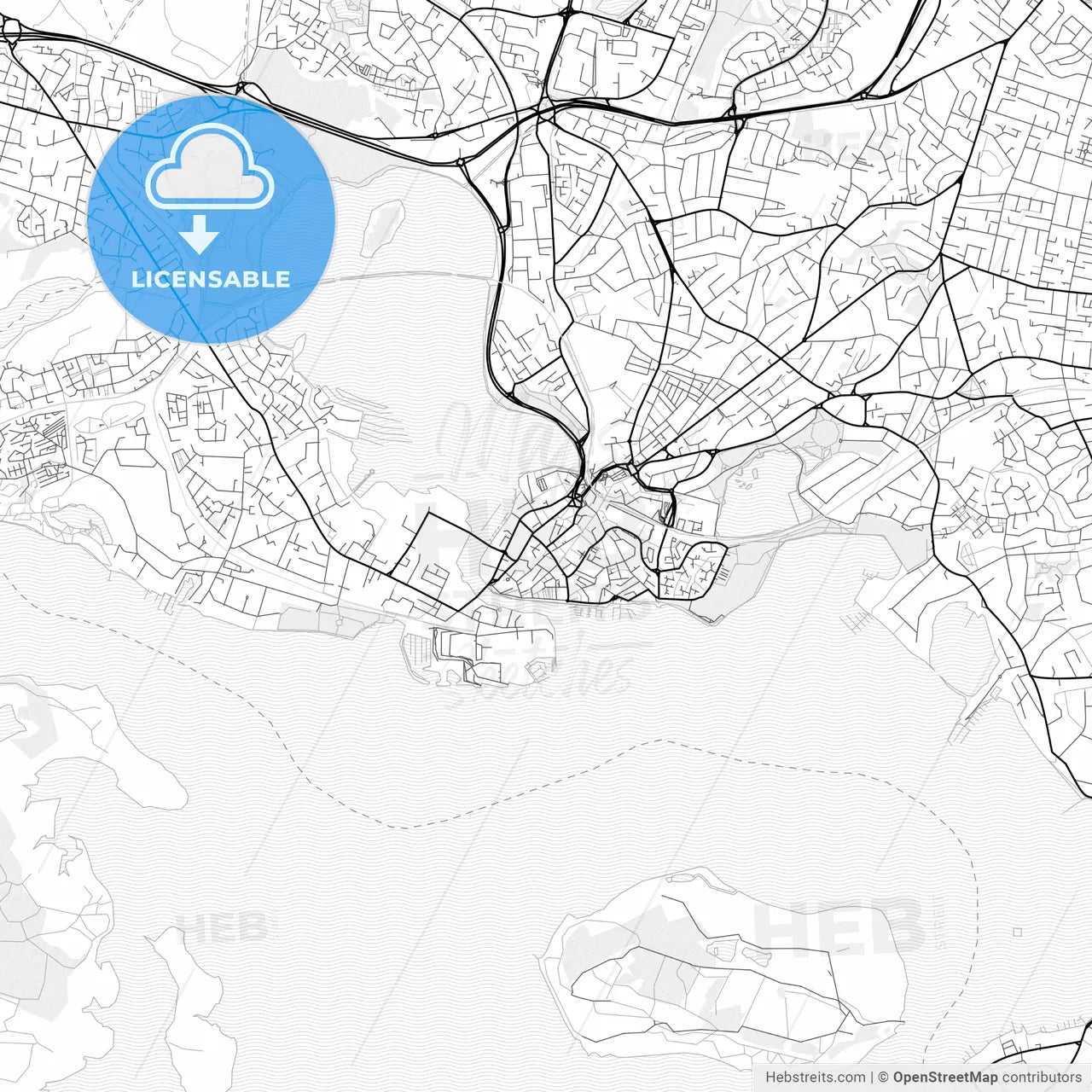 Vector PDF map of Poole, England