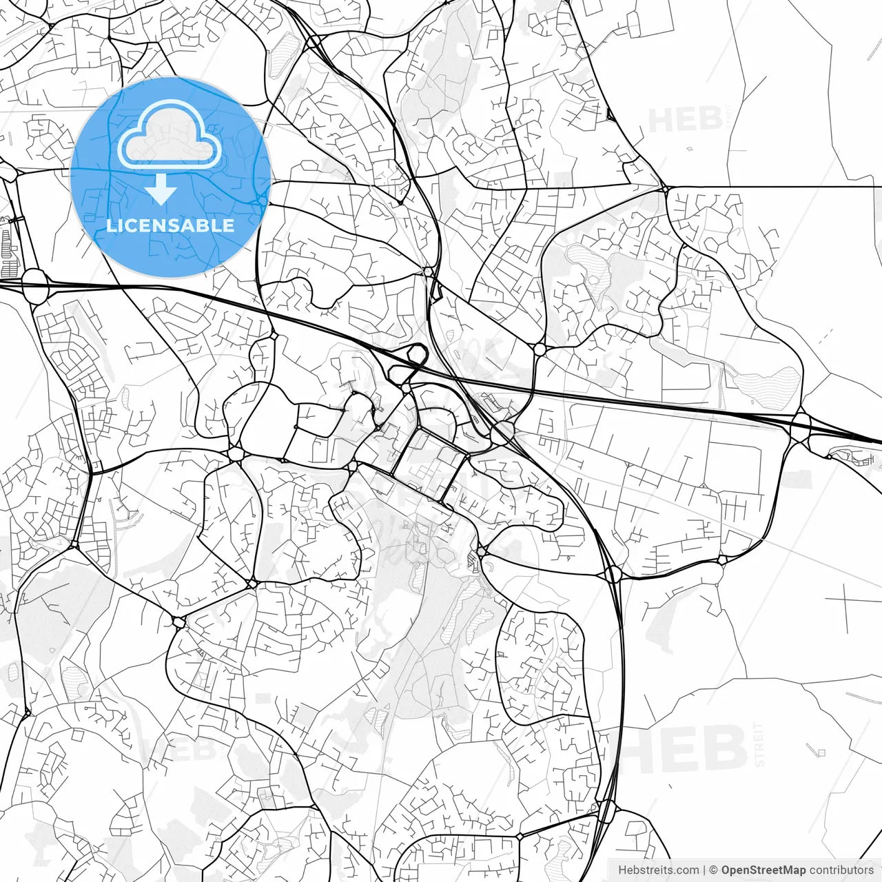 Vector PDF map of Telford, England