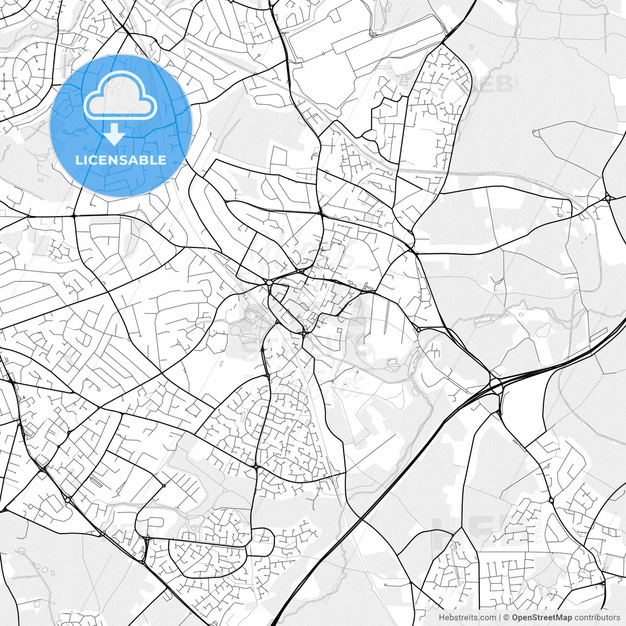 Vector PDF map of Solihull, England
