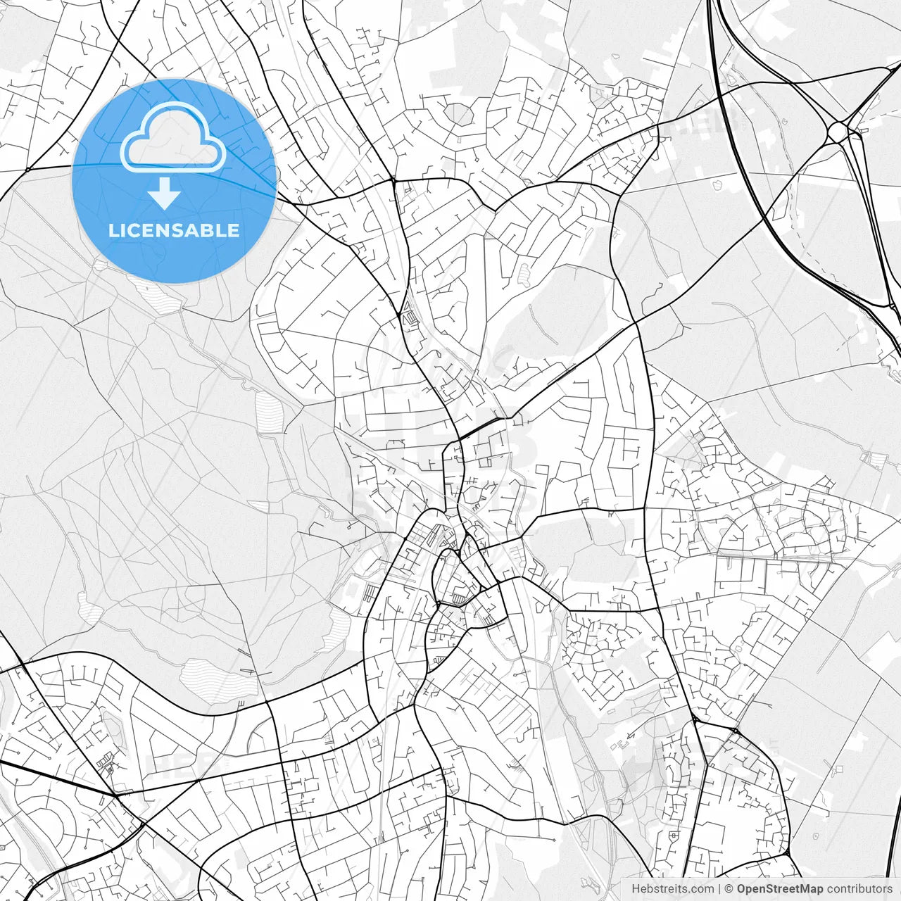 Vector PDF map of Sutton Coldfield, England