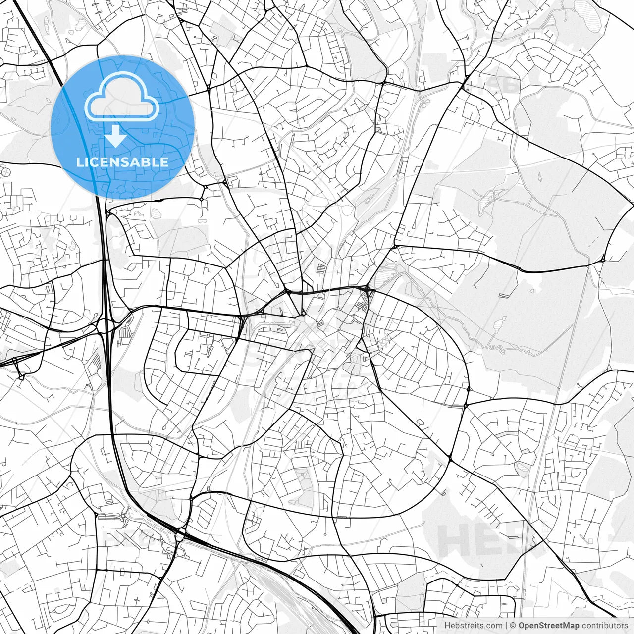 Vector PDF map of Walsall, England