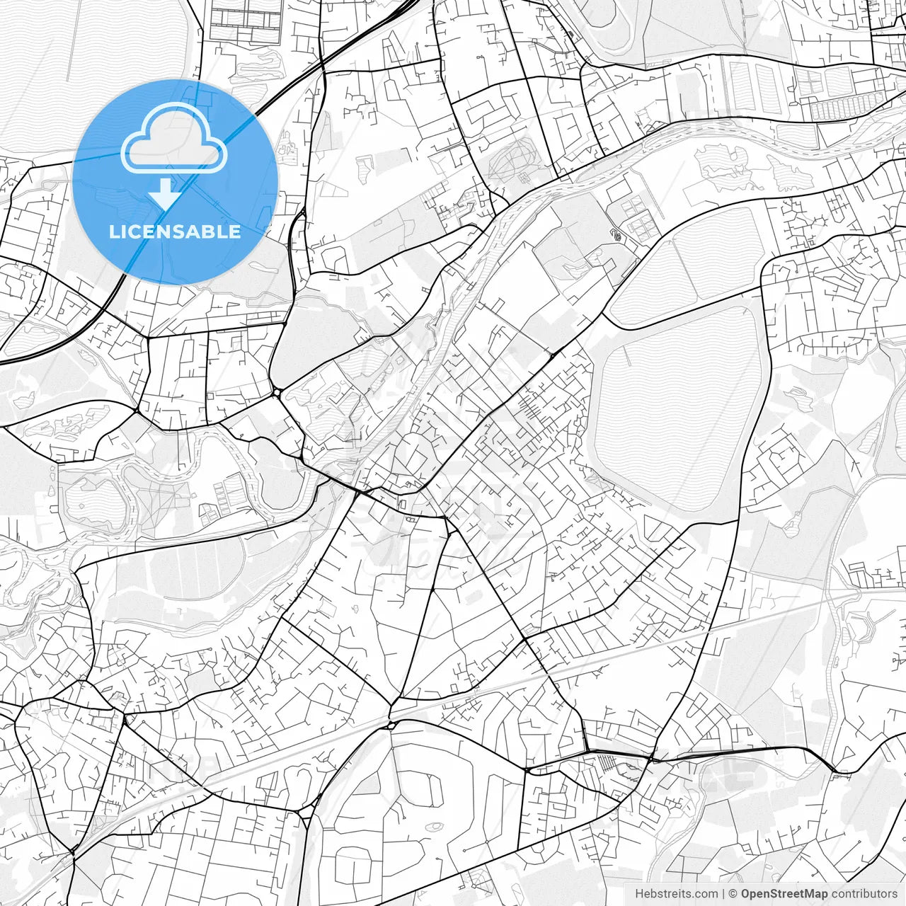 Vector PDF map of Walton-on-Thames, England
