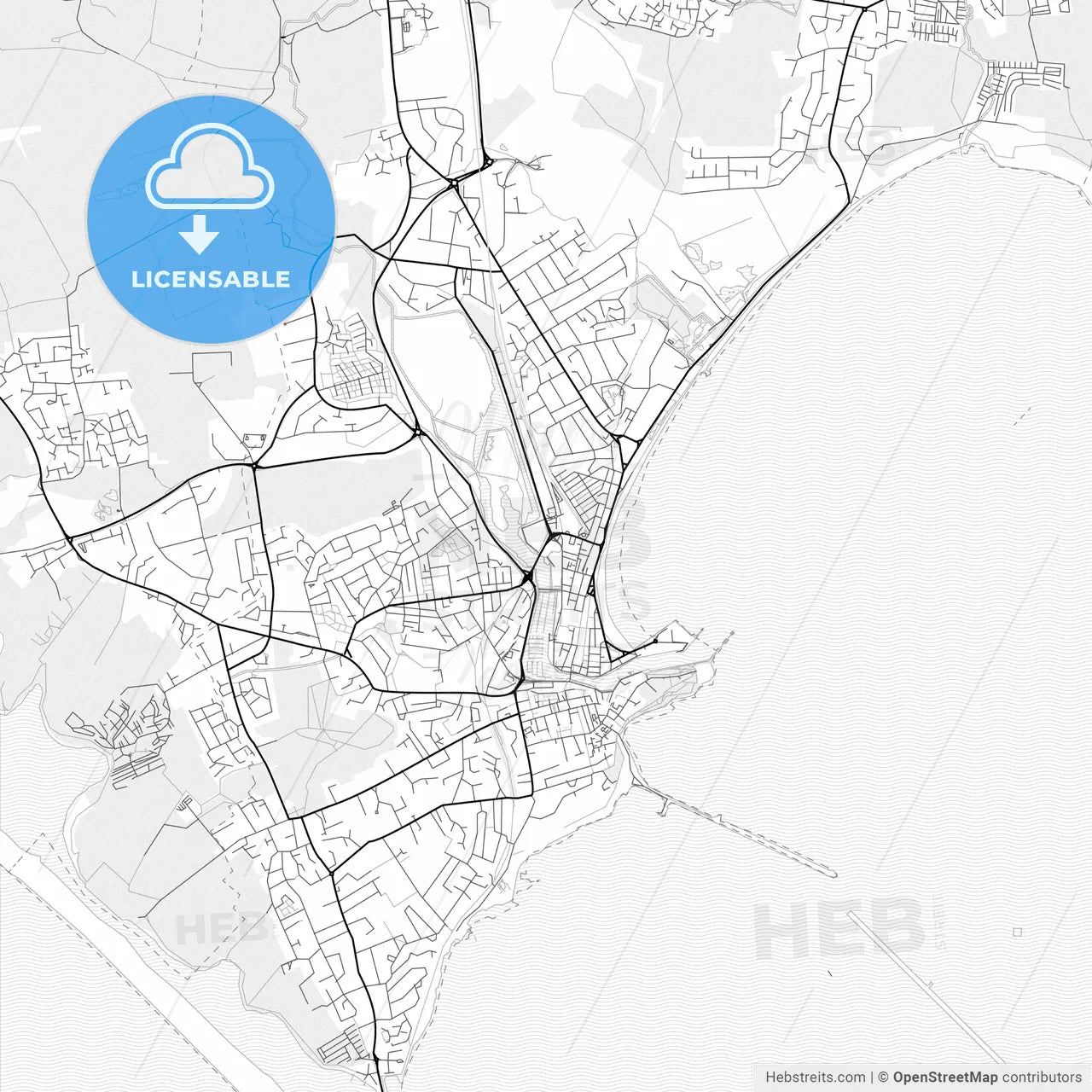 Vector PDF map of Weymouth, England