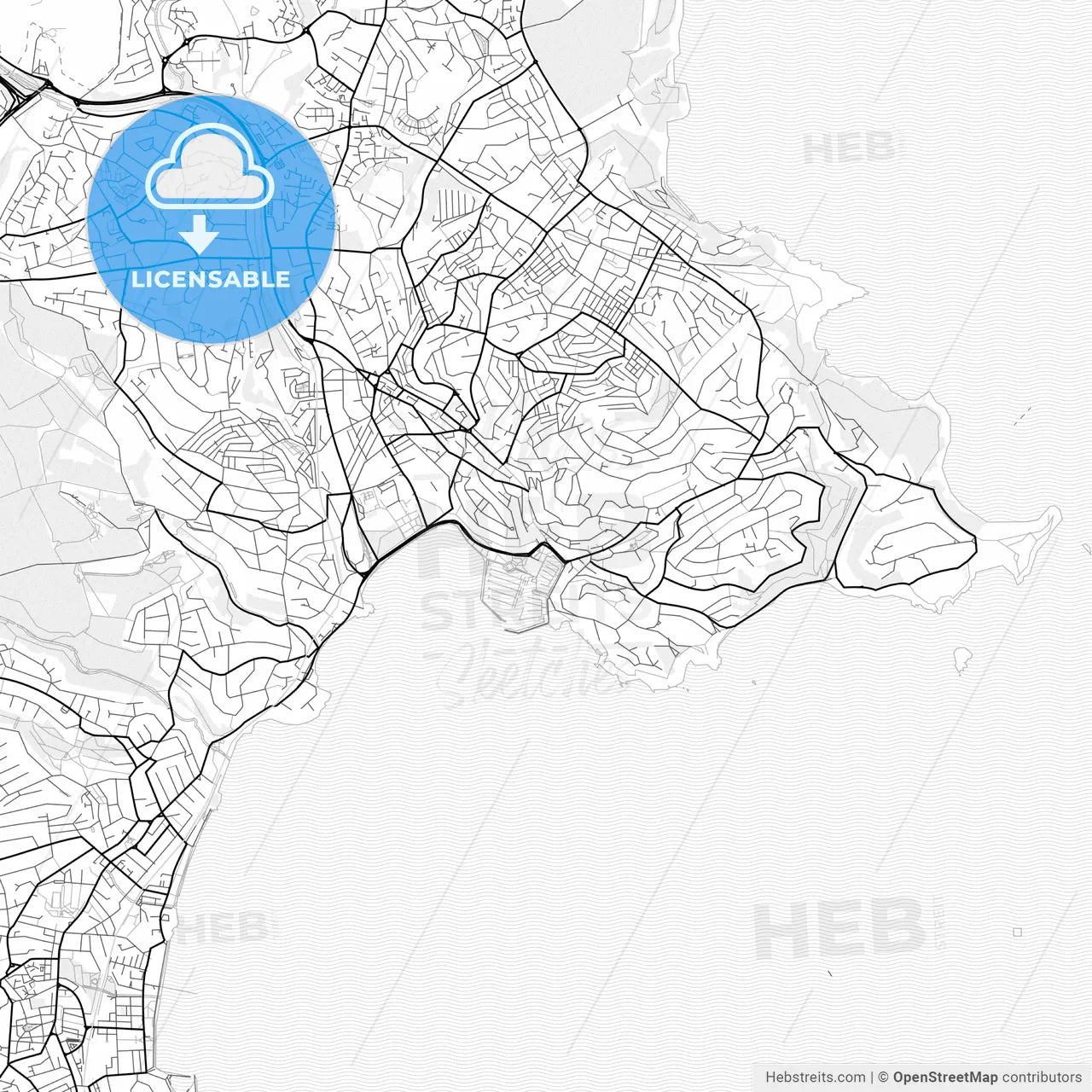 Vector PDF map of Torquay, England