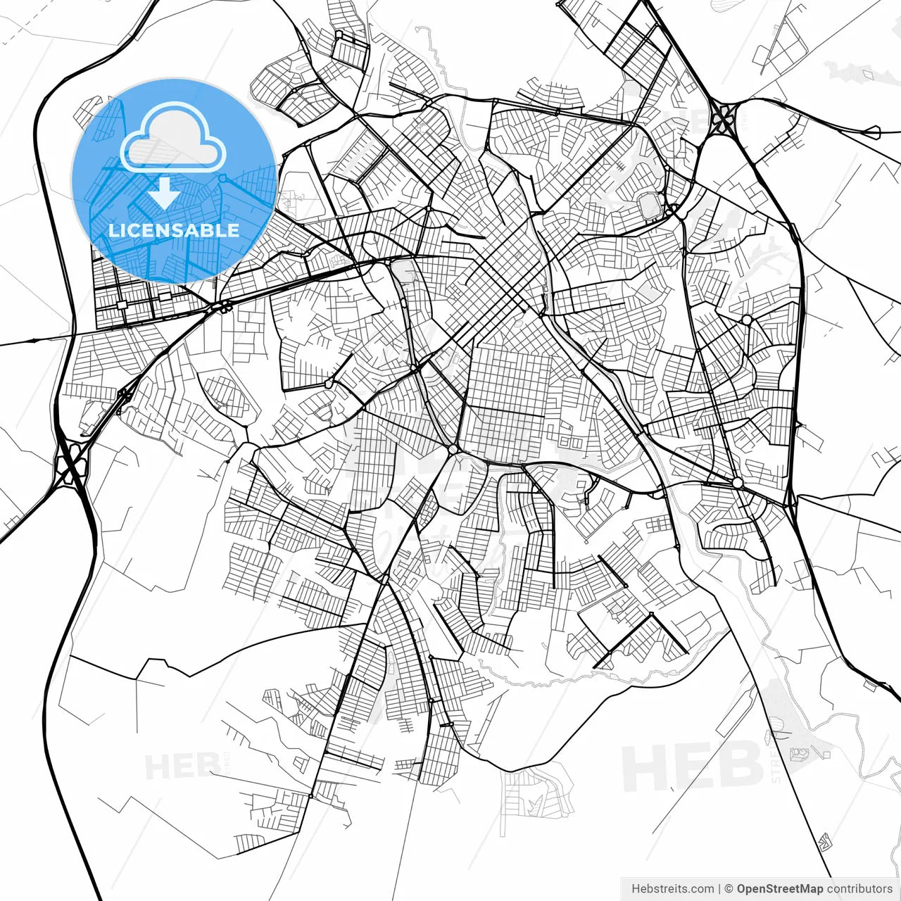 Vector PDF map of Limeira, Brazil