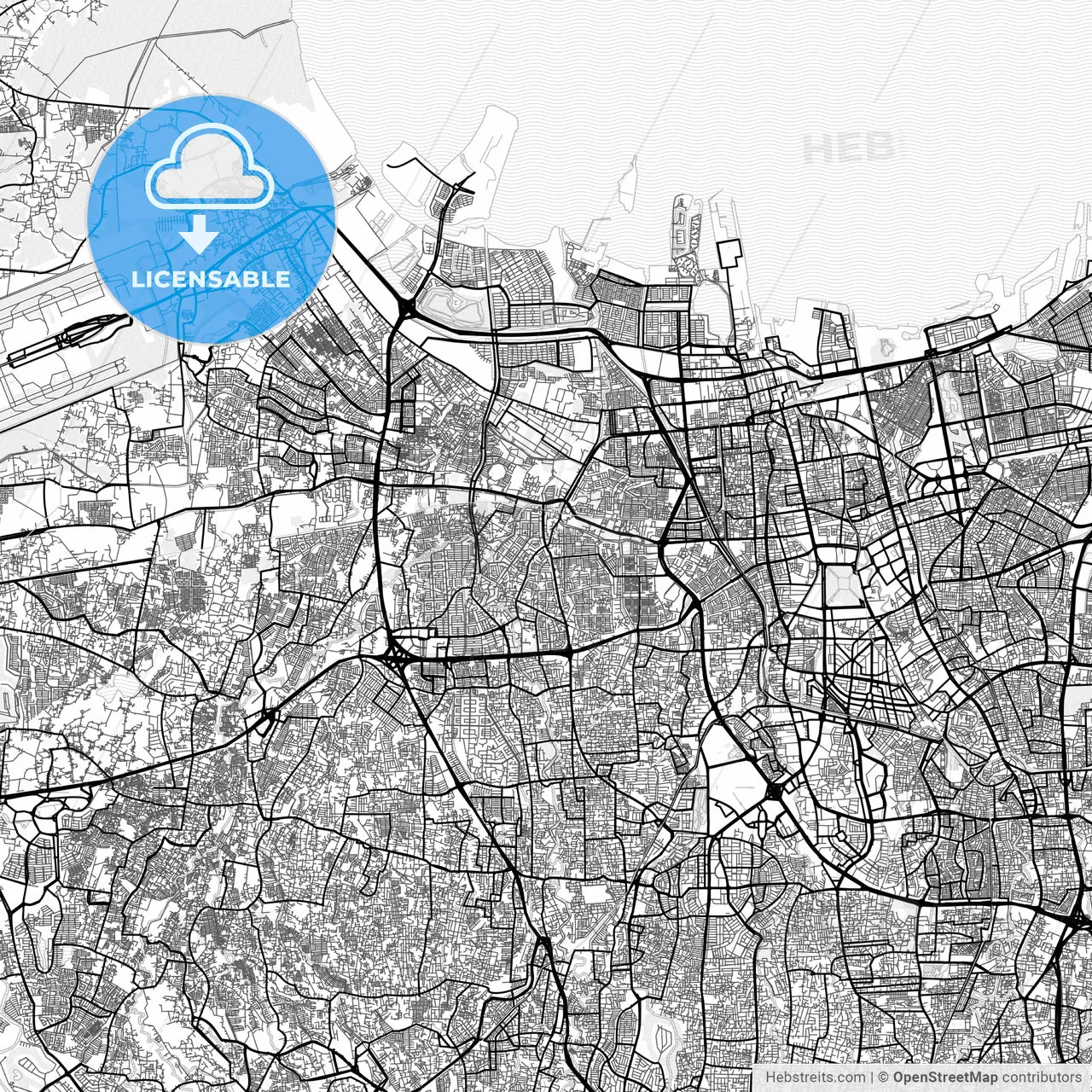 Vector PDF map of West Jakarta, Indonesia