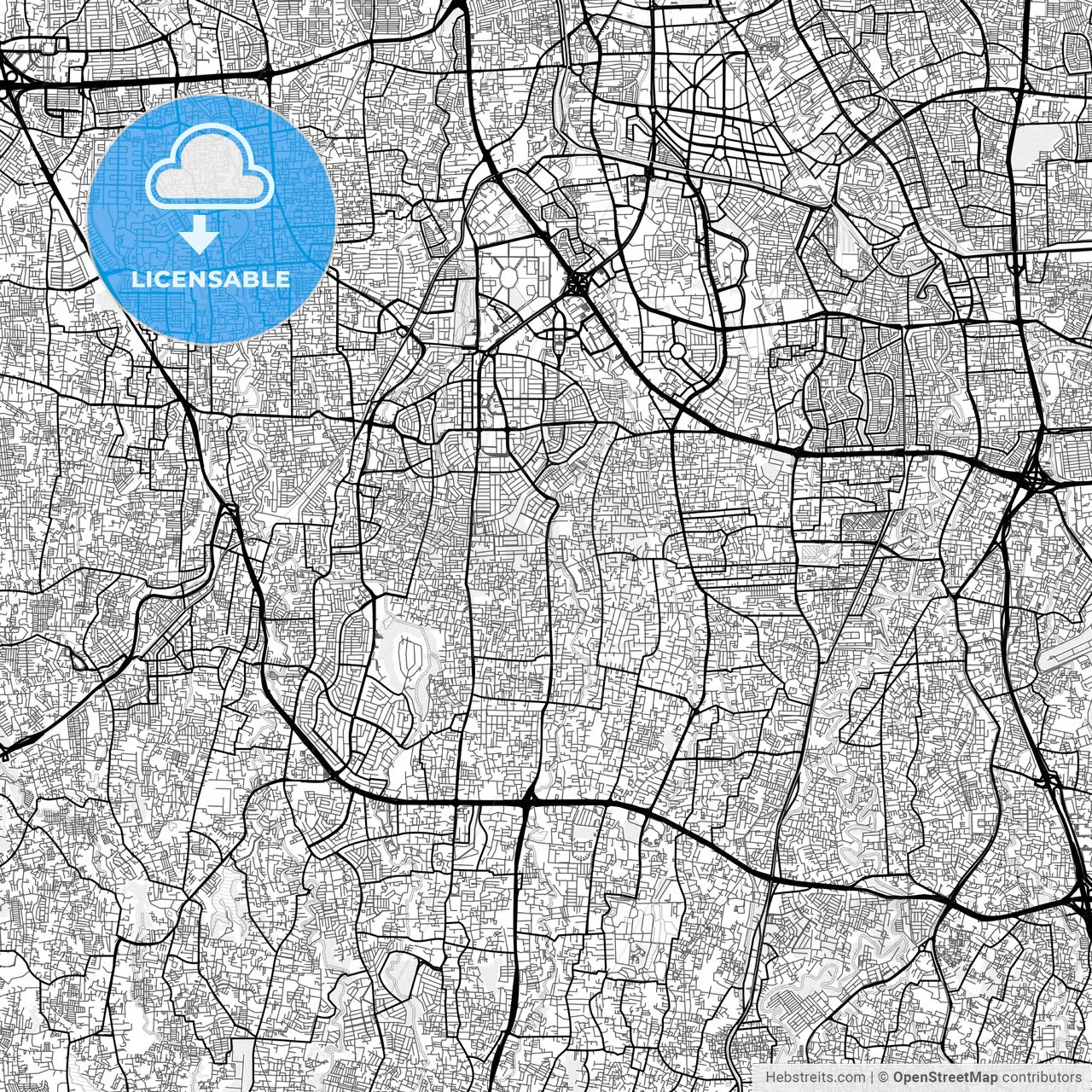 Vector PDF map of South Jakarta, Indonesia