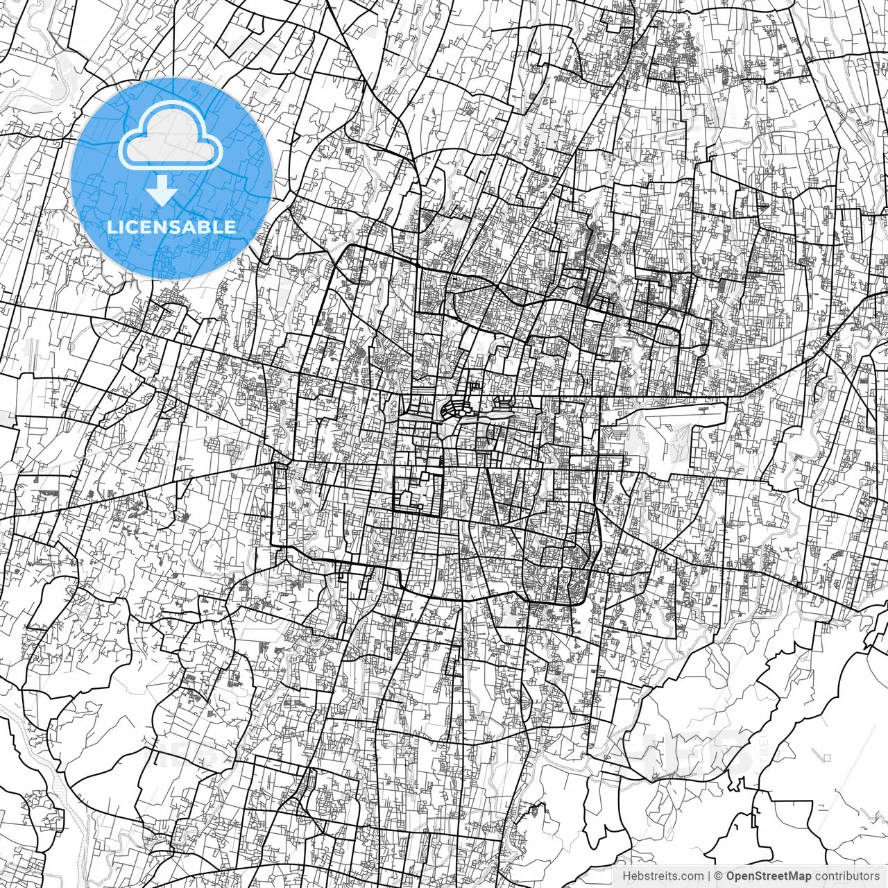 Vector PDF map of Yogyakarta, Indonesia