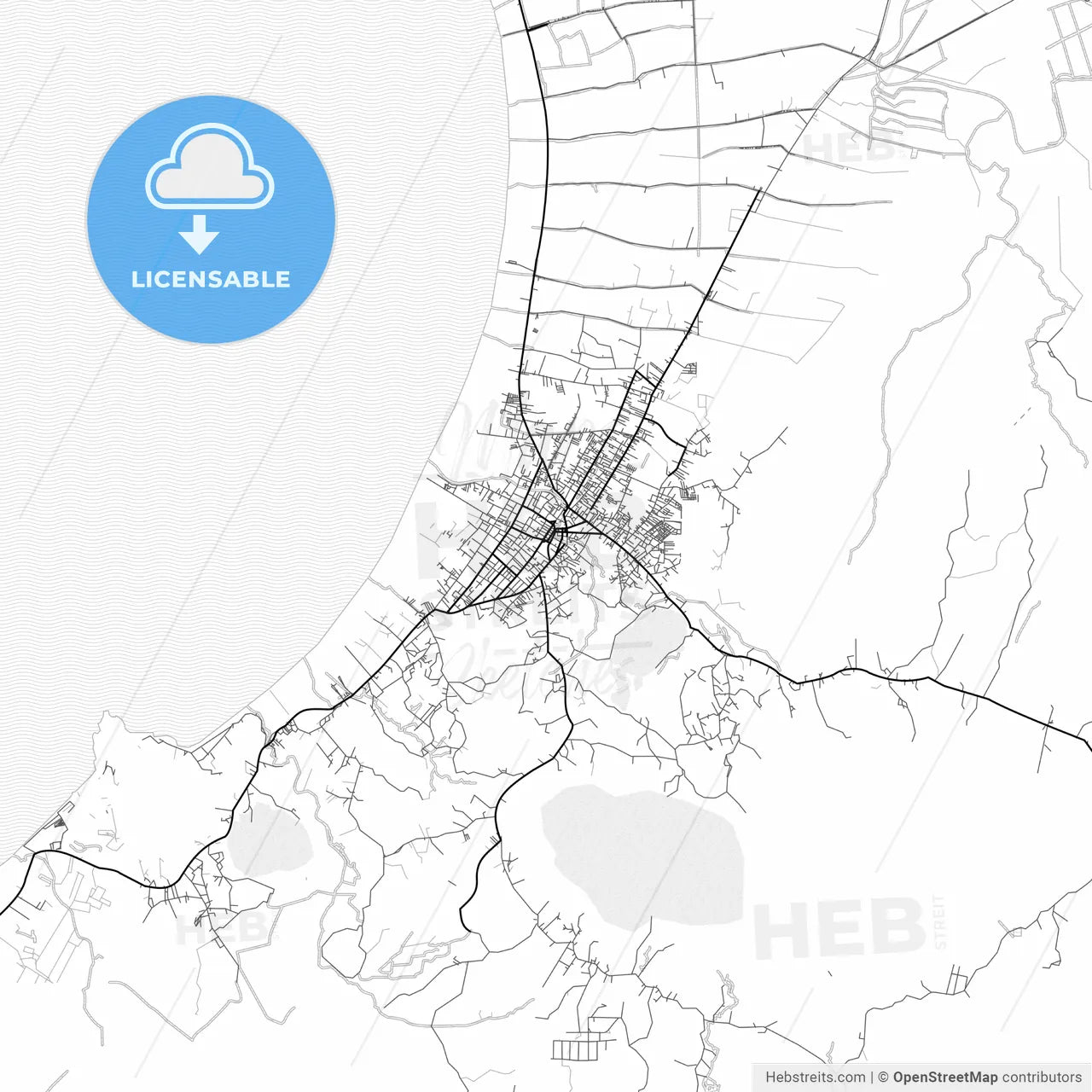 Vector PDF map of Singkawang, Indonesia