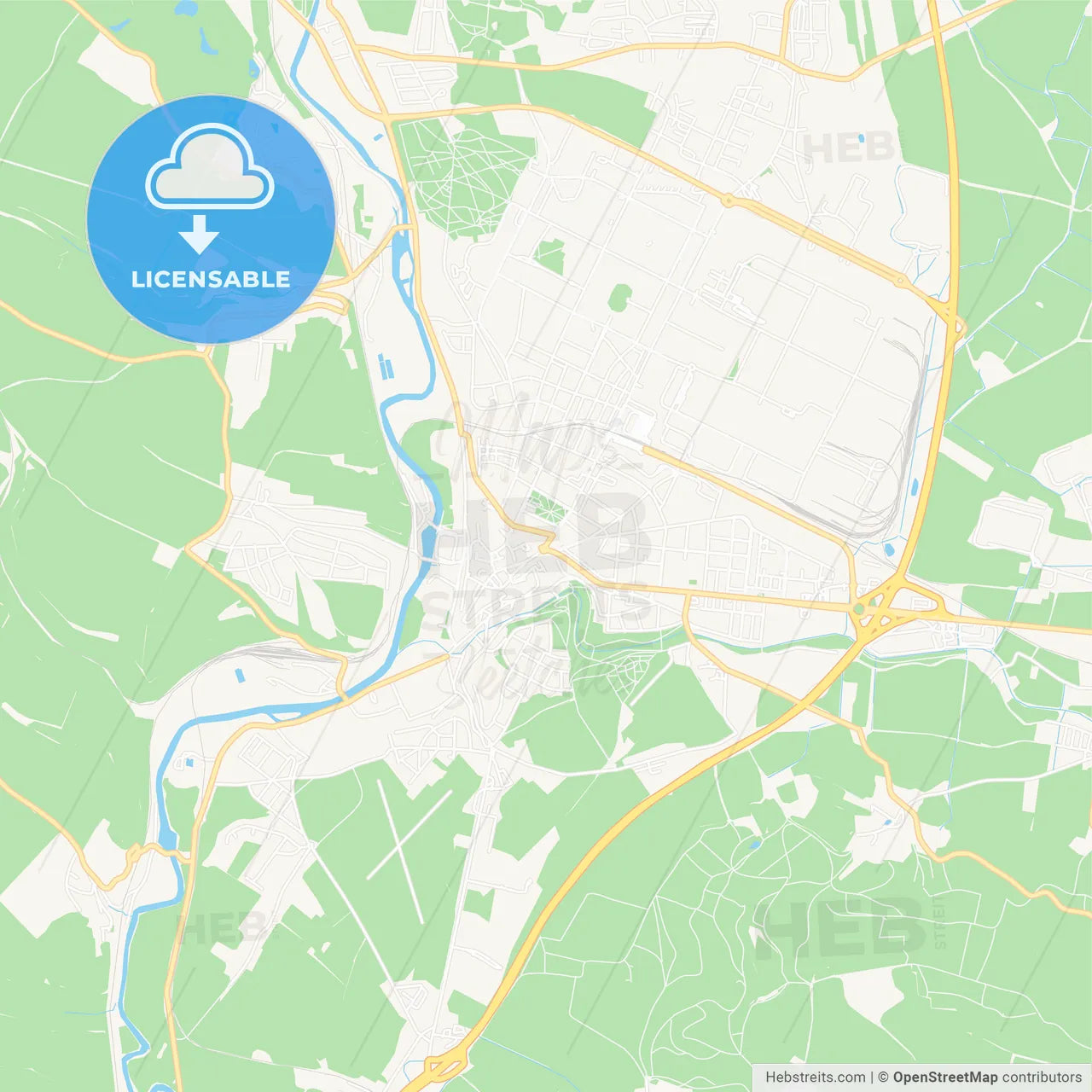 Mlada Boleslav, Czechia Vector Map - Classic Colors