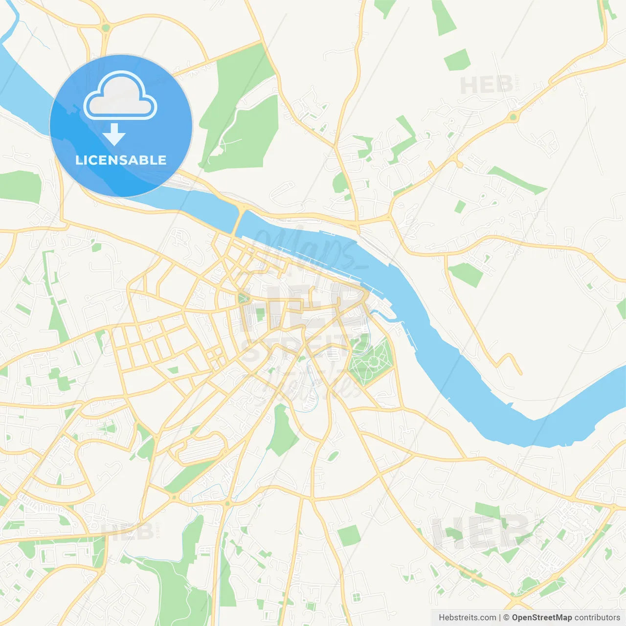 Waterford, Ireland Vector Map - Classic Colors