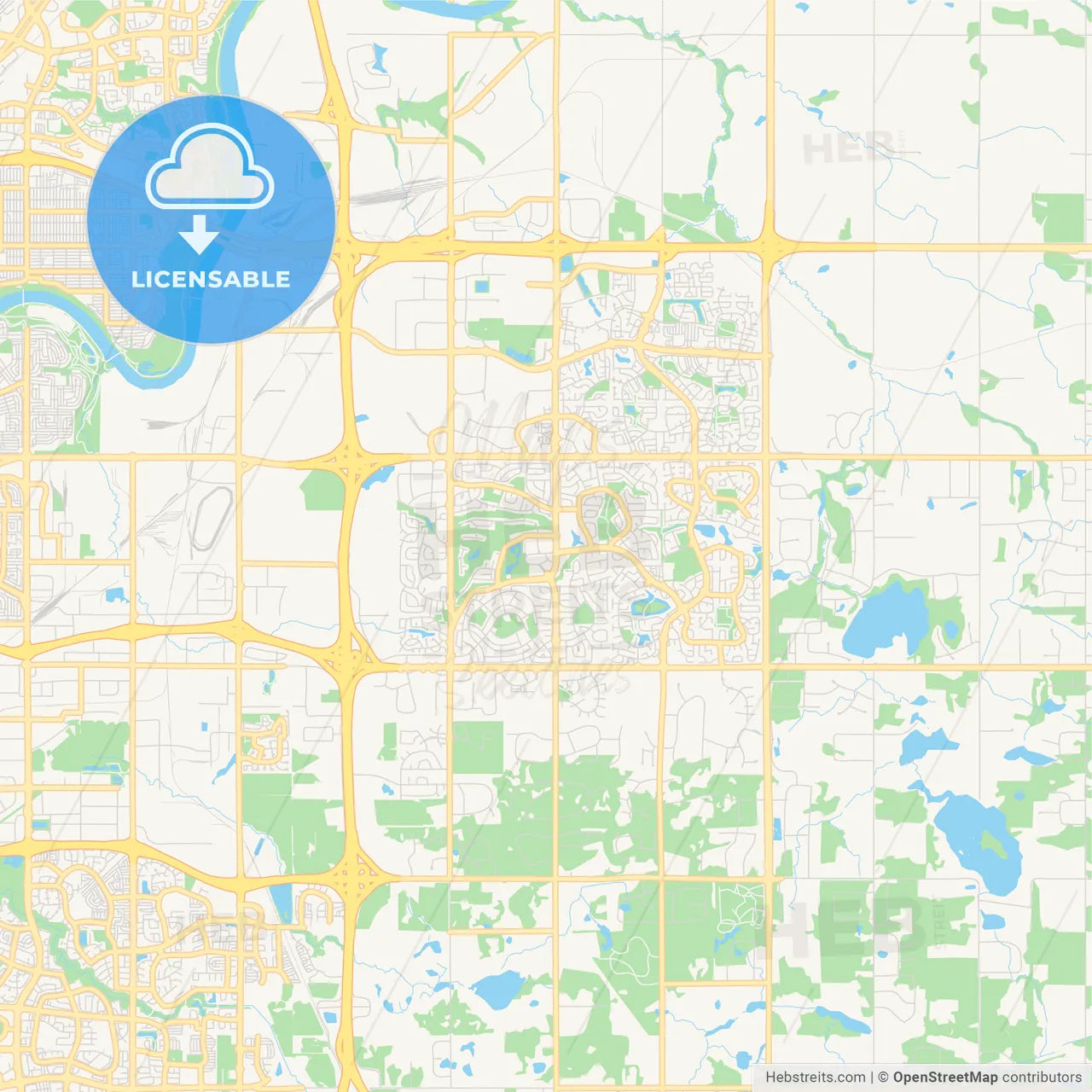 Empty vector map of Strathcona County, Alberta, Canada