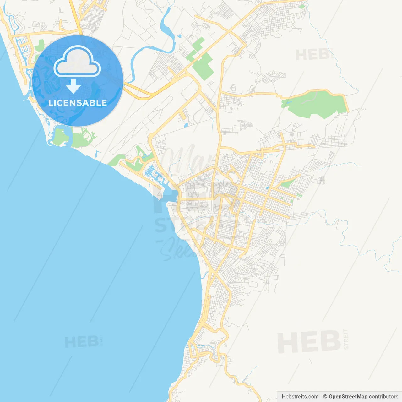 Empty vector map of Puerto Vallarta, Jalisco, Mexico