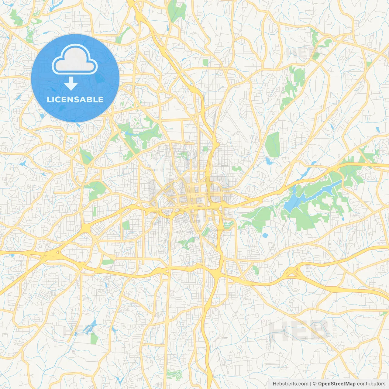Empty vector map of Winston–Salem, North Carolina, USA