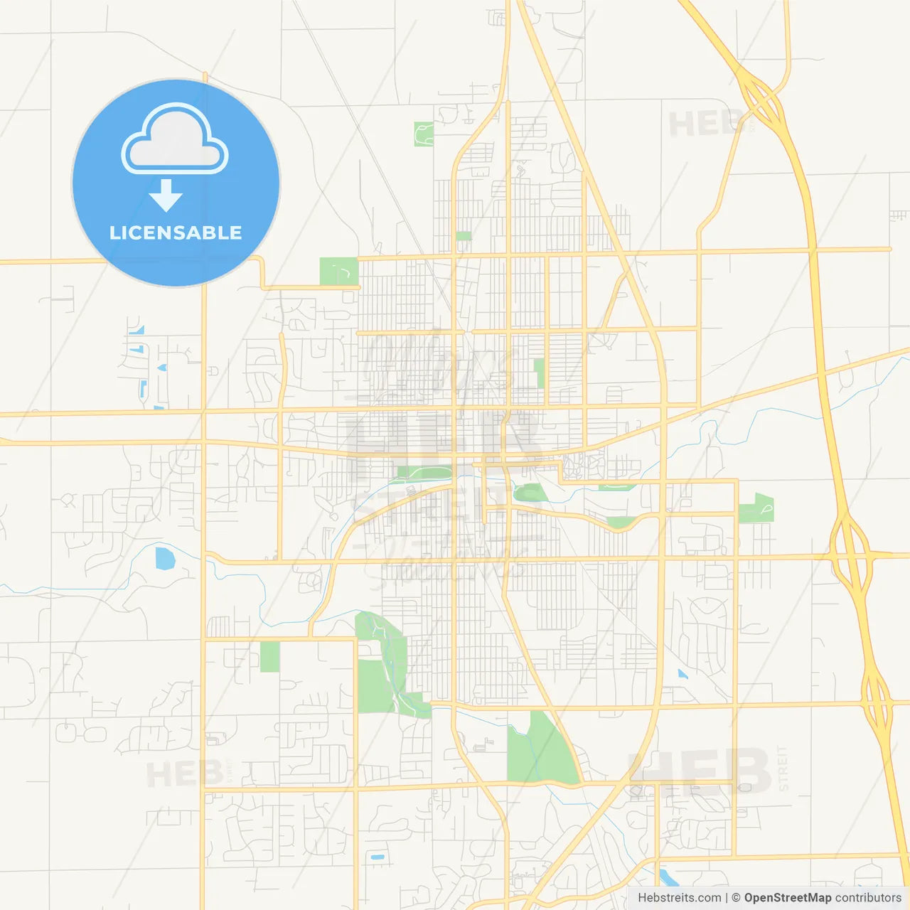 Empty vector map of Kokomo, Indiana, USA