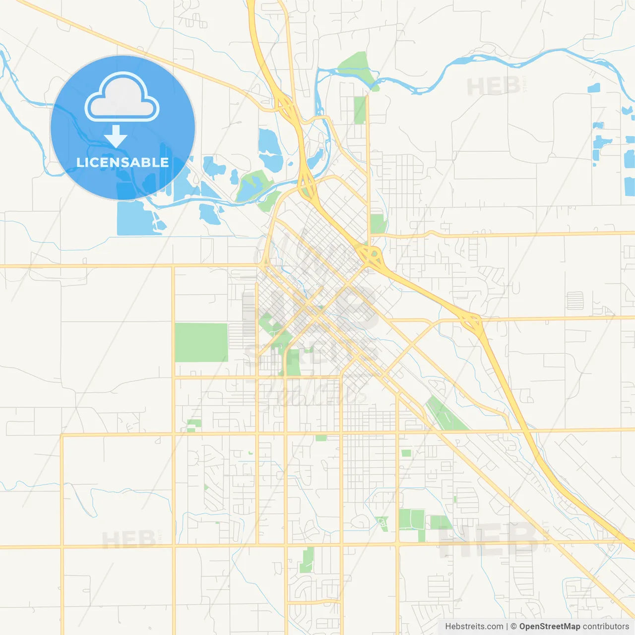 Empty vector map of Caldwell, Idaho, United States of America