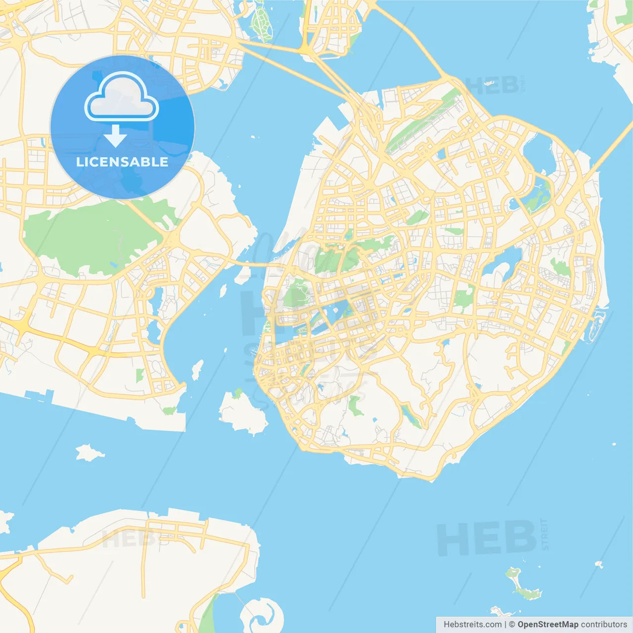 Printable street map of Xiamen, China