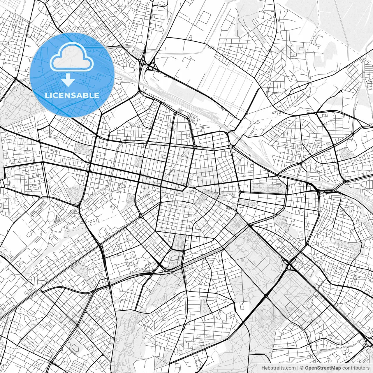 Vector PDF map of Sofia, Bulgaria