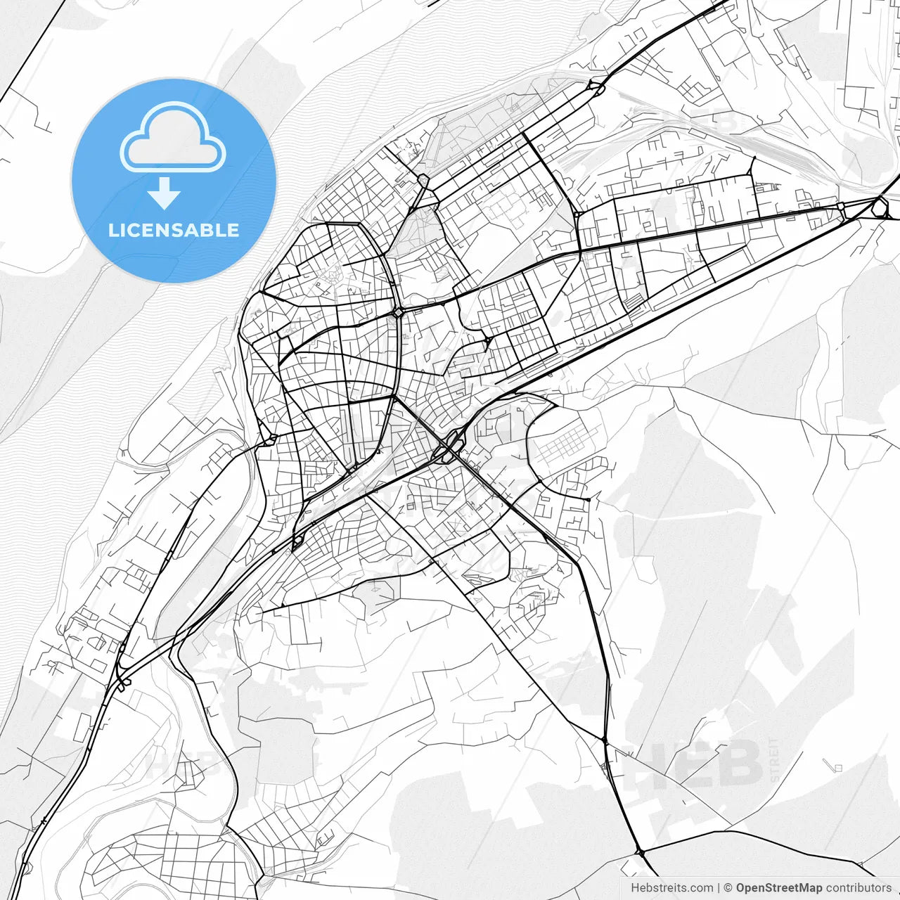 Vector PDF map of Ruse, Bulgaria