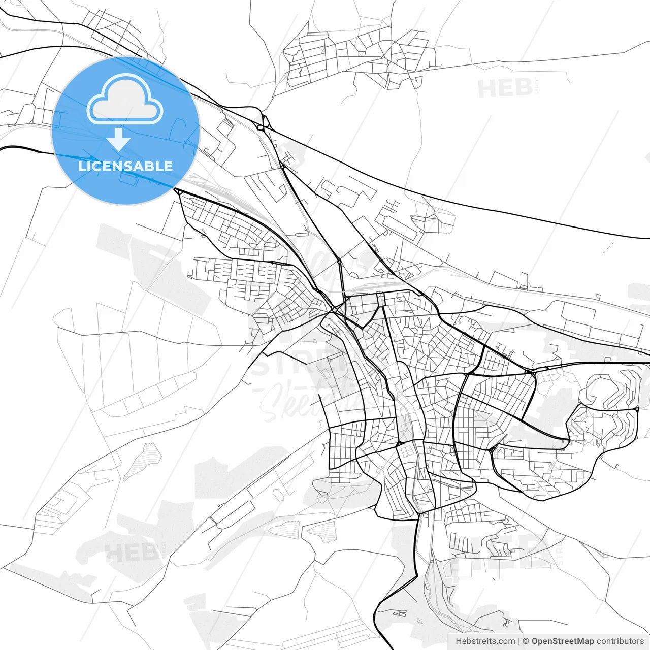 Vector PDF map of Pleven, Bulgaria