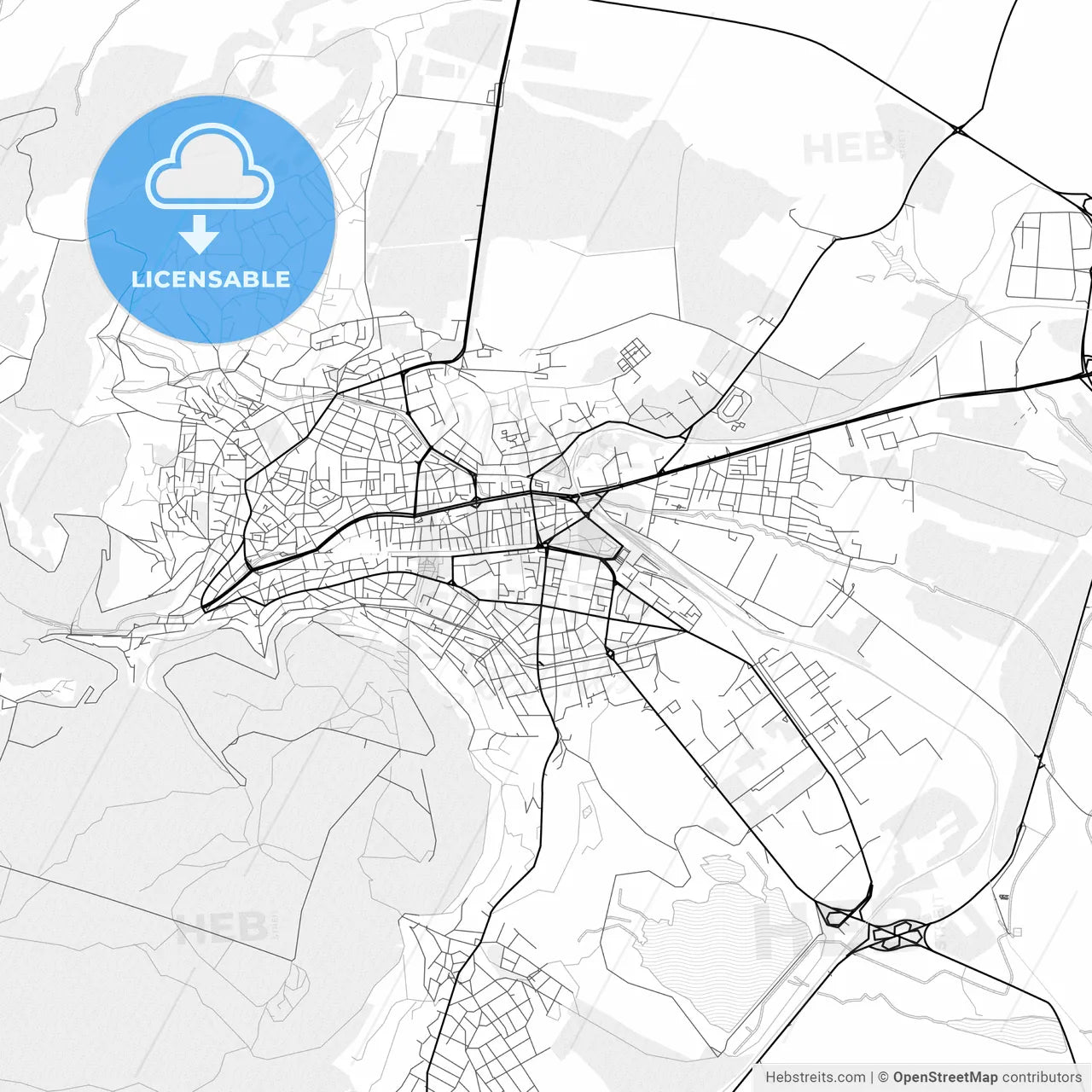 Vector PDF map of Shumen, Bulgaria