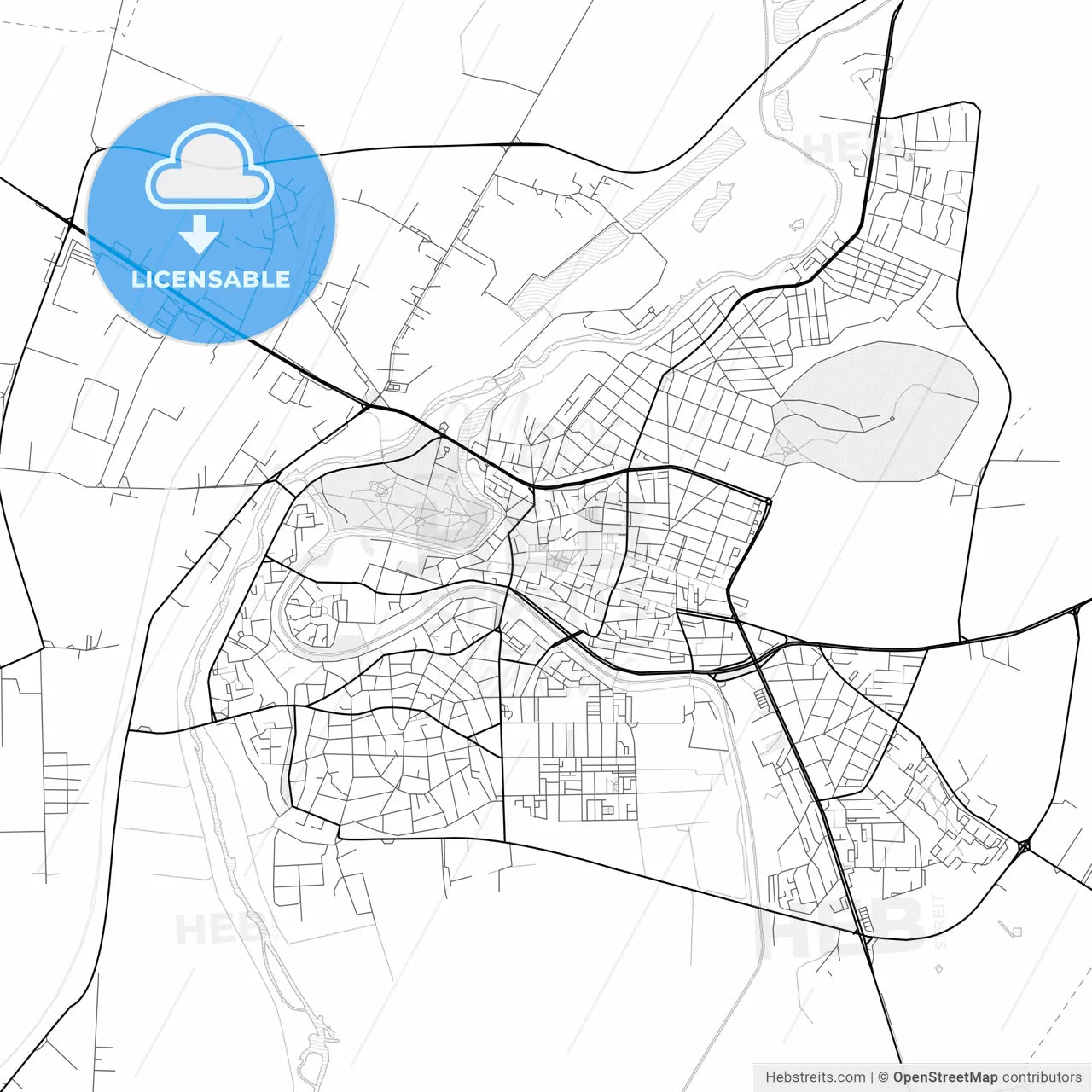 Vector PDF map of Yambol, Bulgaria