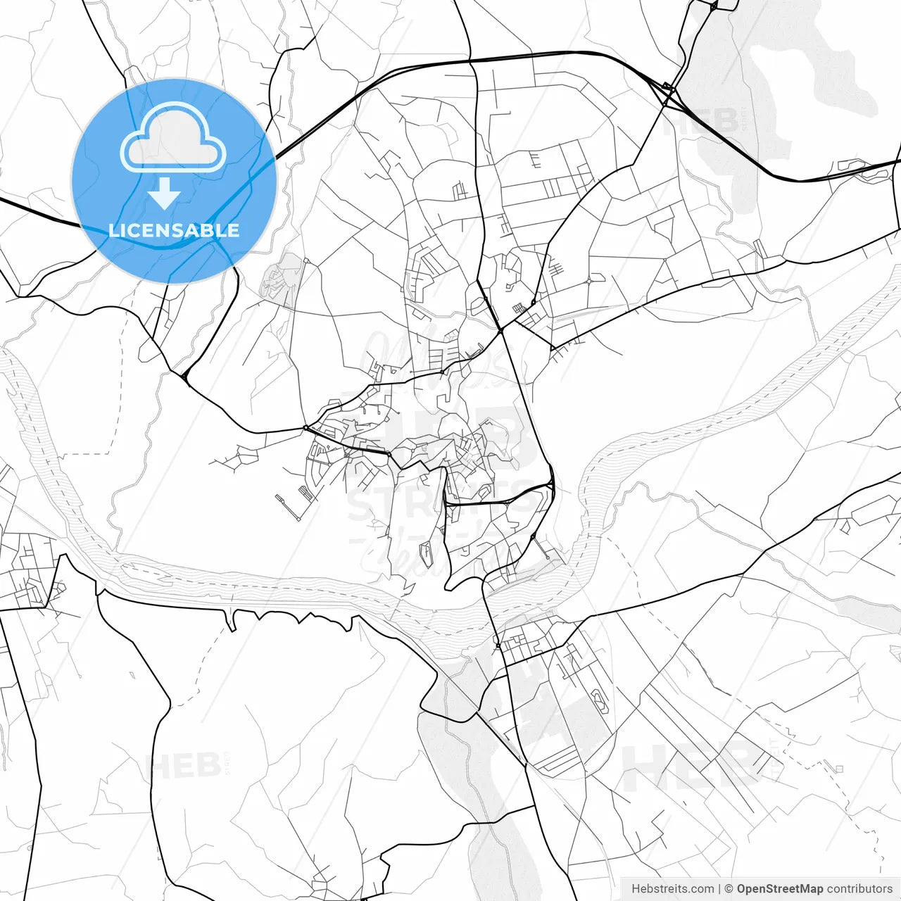 Vector PDF map of Abrantes, Portugal