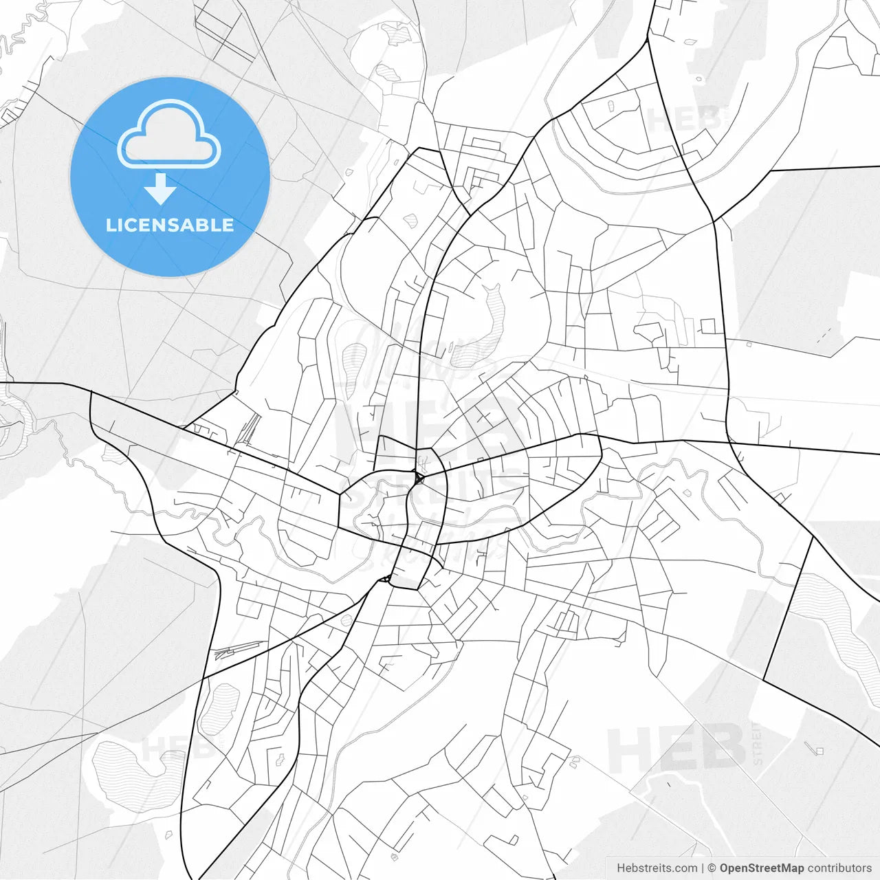 Vector PDF map of Okhtyrka, Ukraine