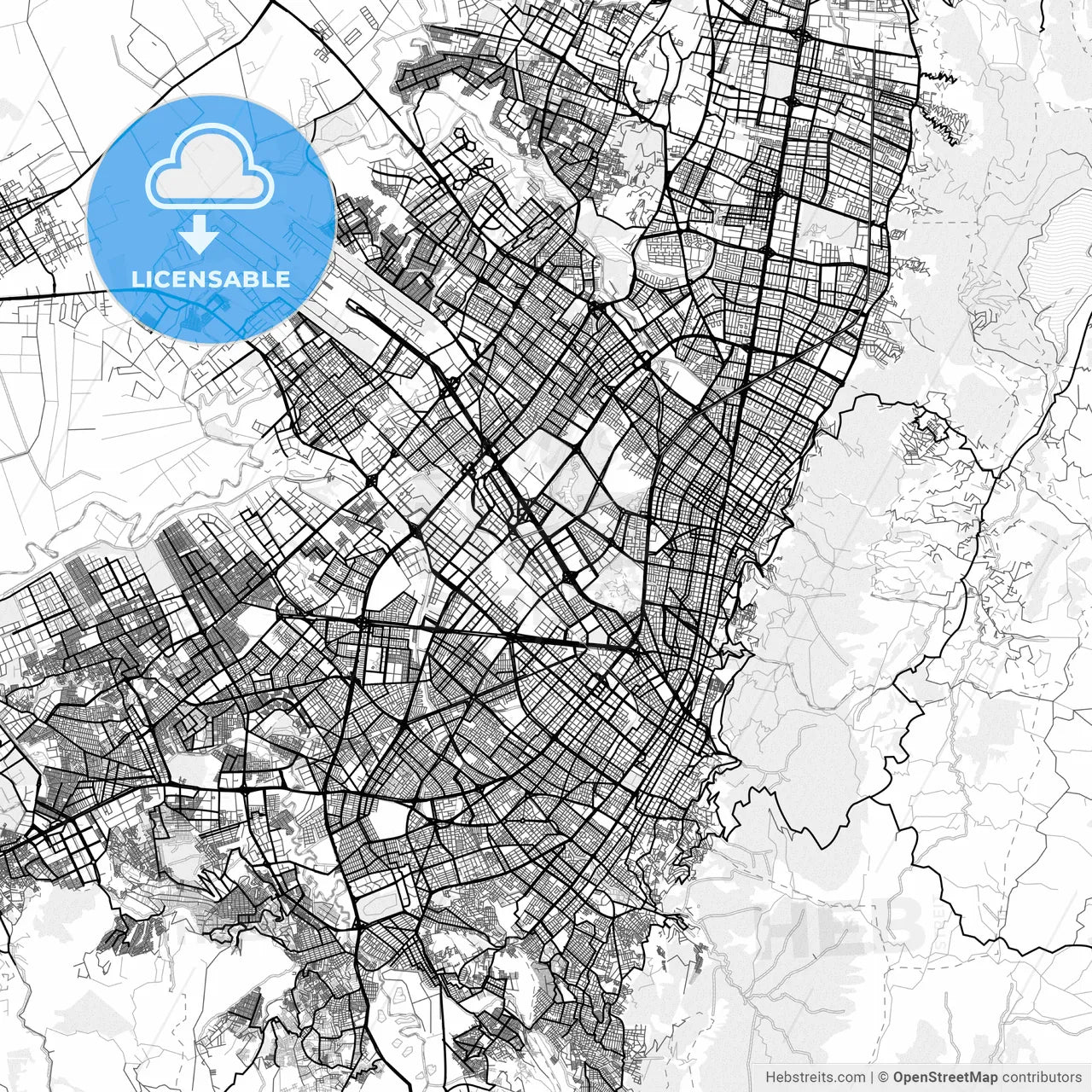 Vector PDF map of Bogota, Colombia
