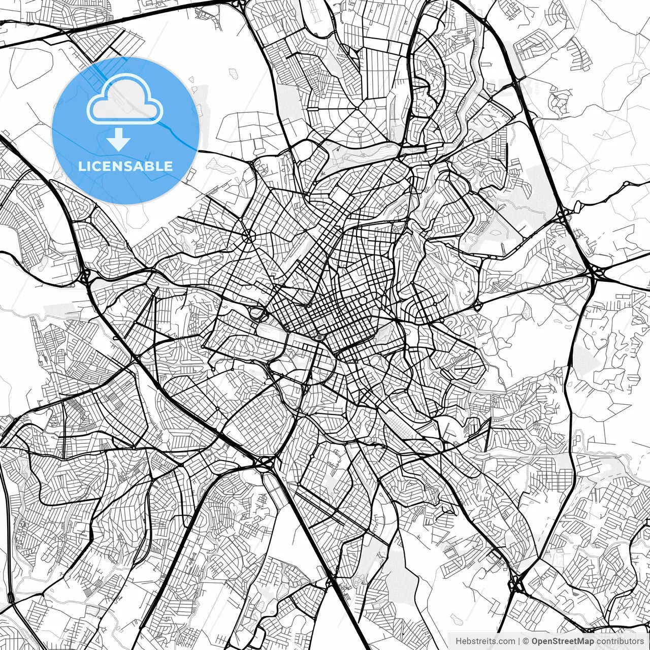 Vector PDF map of Campinas, Brazil