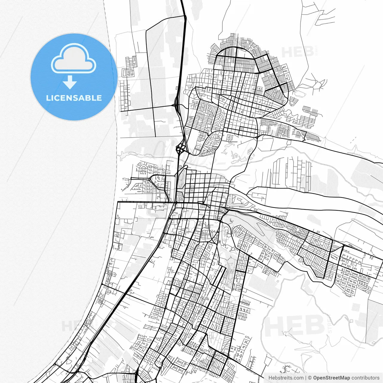 Vector PDF map of La Serena, Chile
