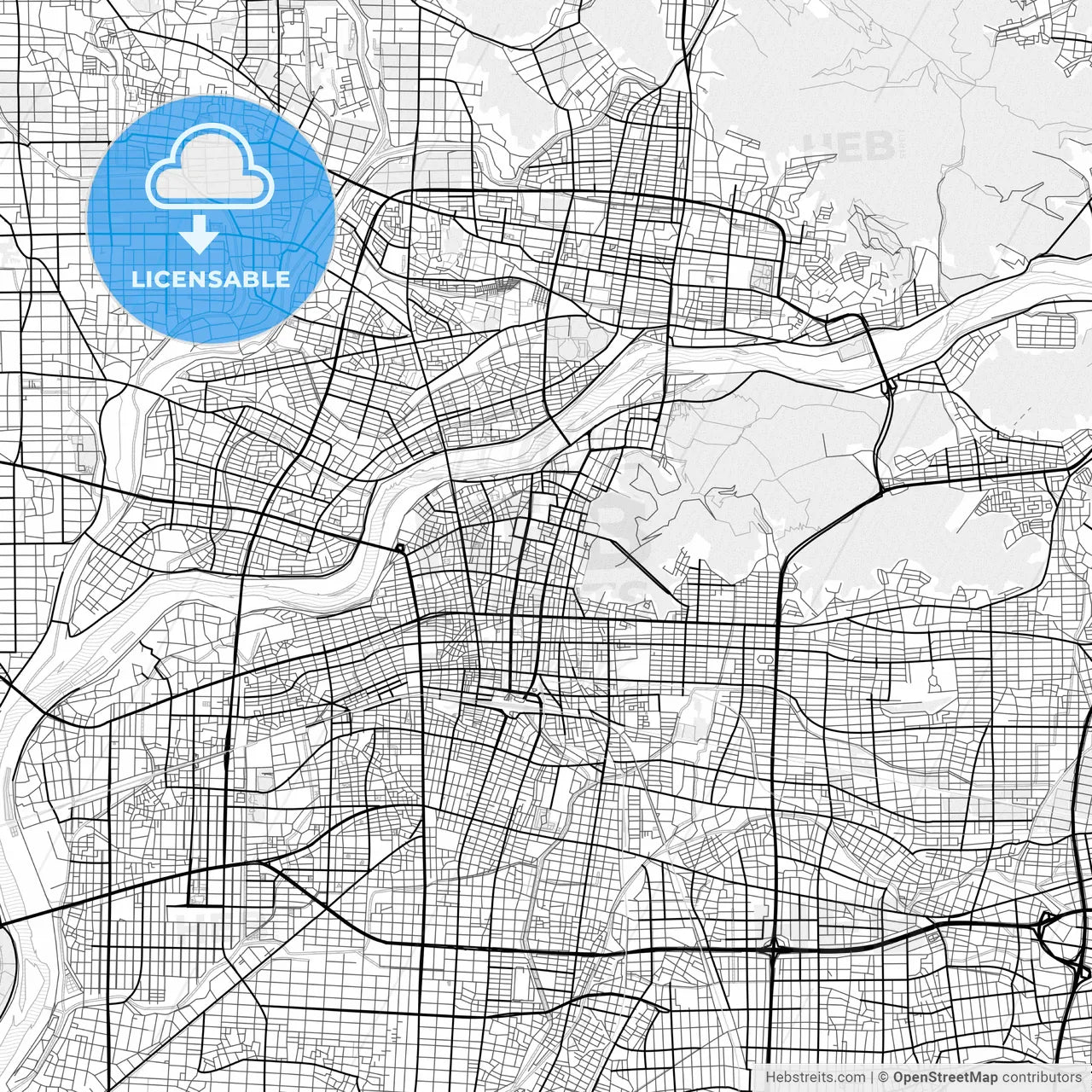 Vector PDF map of Gifu, Japan