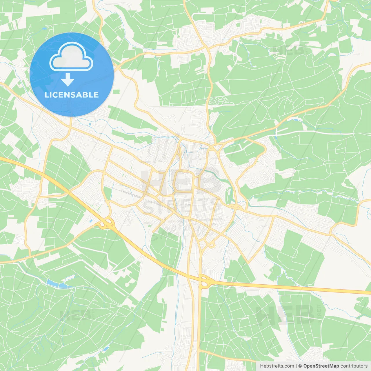 Kirchheim unter Teck, Germany Vector Map - Classic Colors