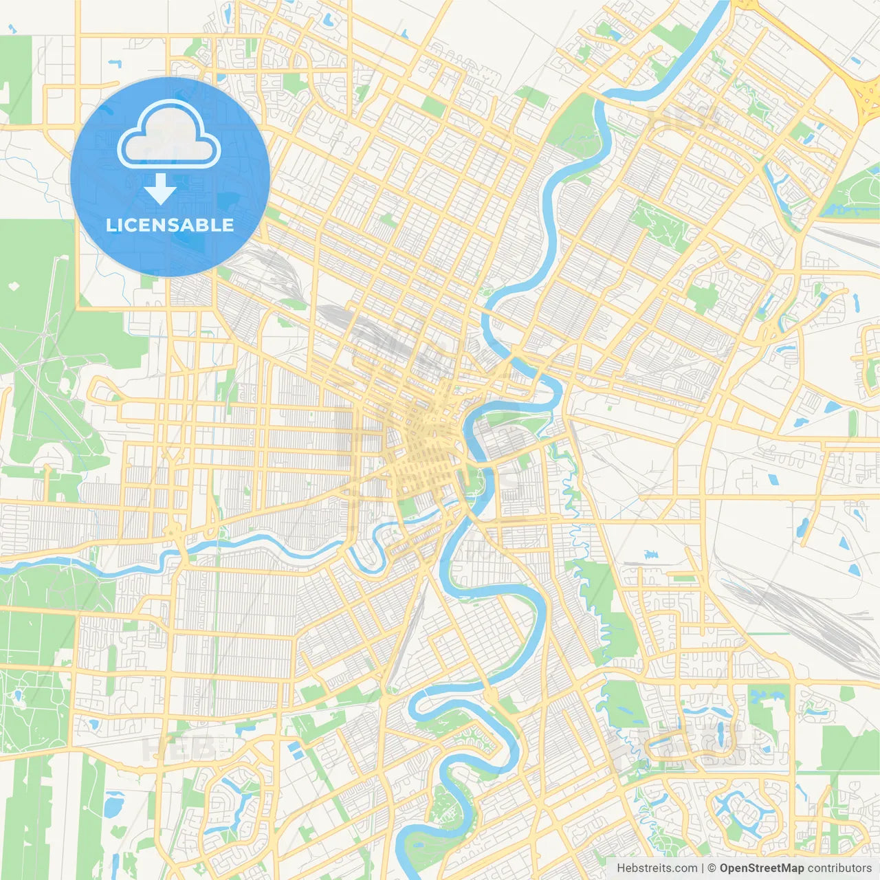 Empty vector map of Winnipeg, Manitoba, Canada