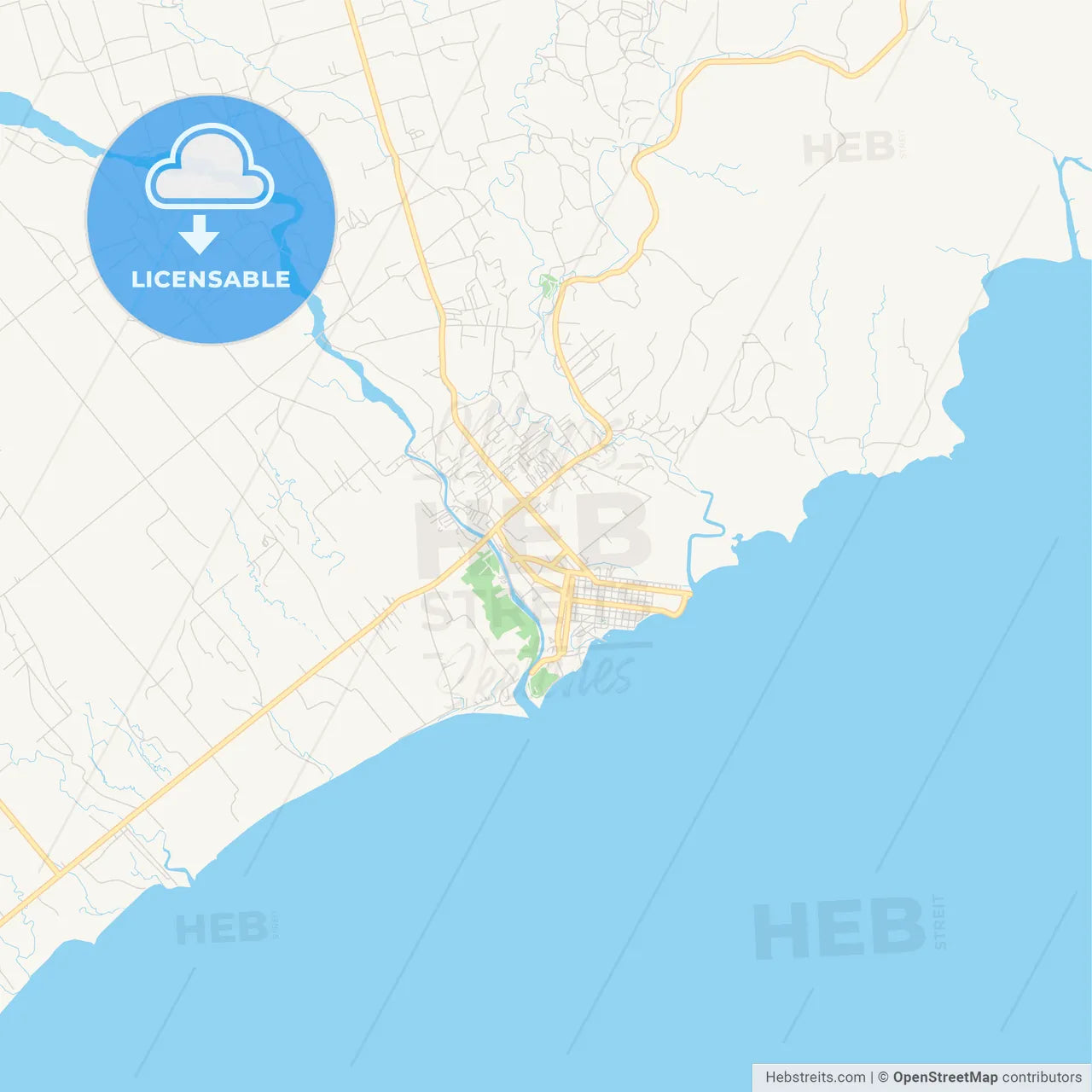 Empty vector map of Les Cayes, Sud, Haiti