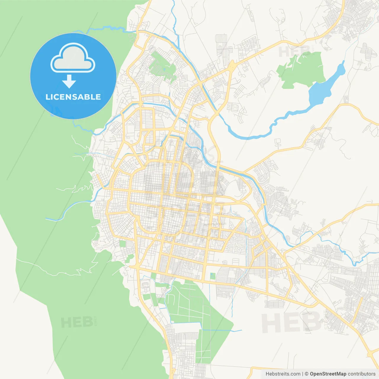 Empty vector map of San Pedro Sula, Cortés, Honduras