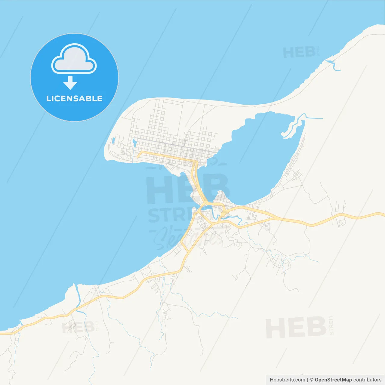 Empty vector map of Puerto Cortés, Cortés, Honduras