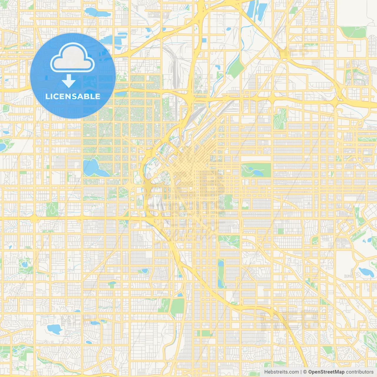 Empty vector map of Denver, Colorado, USA