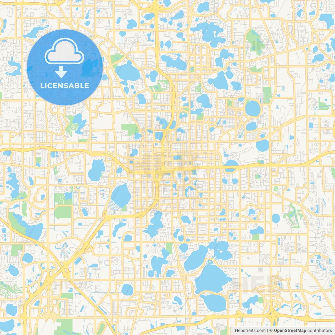 Empty vector map of Orlando, Florida, USA
