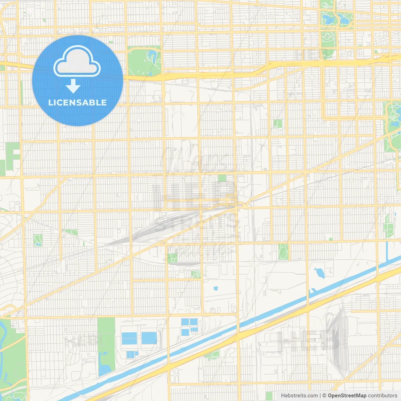 Empty vector map of Cicero, Illinois, USA