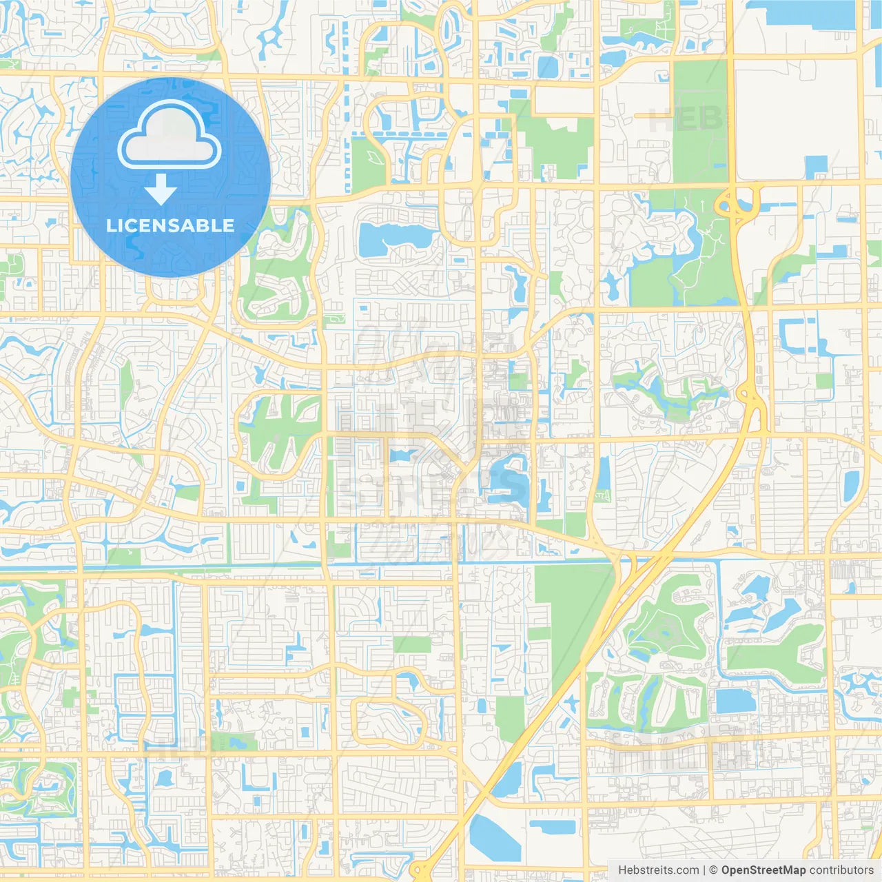 Empty vector map of Margate, Florida, USA