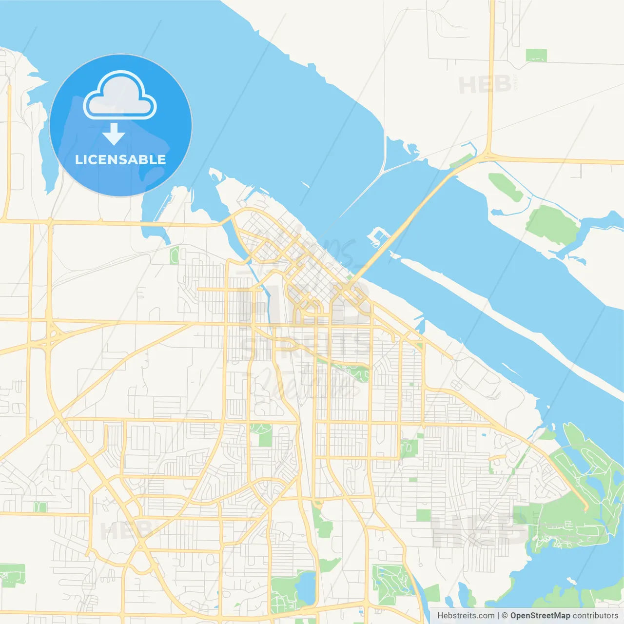 Empty vector map of Decatur, Alabama, USA