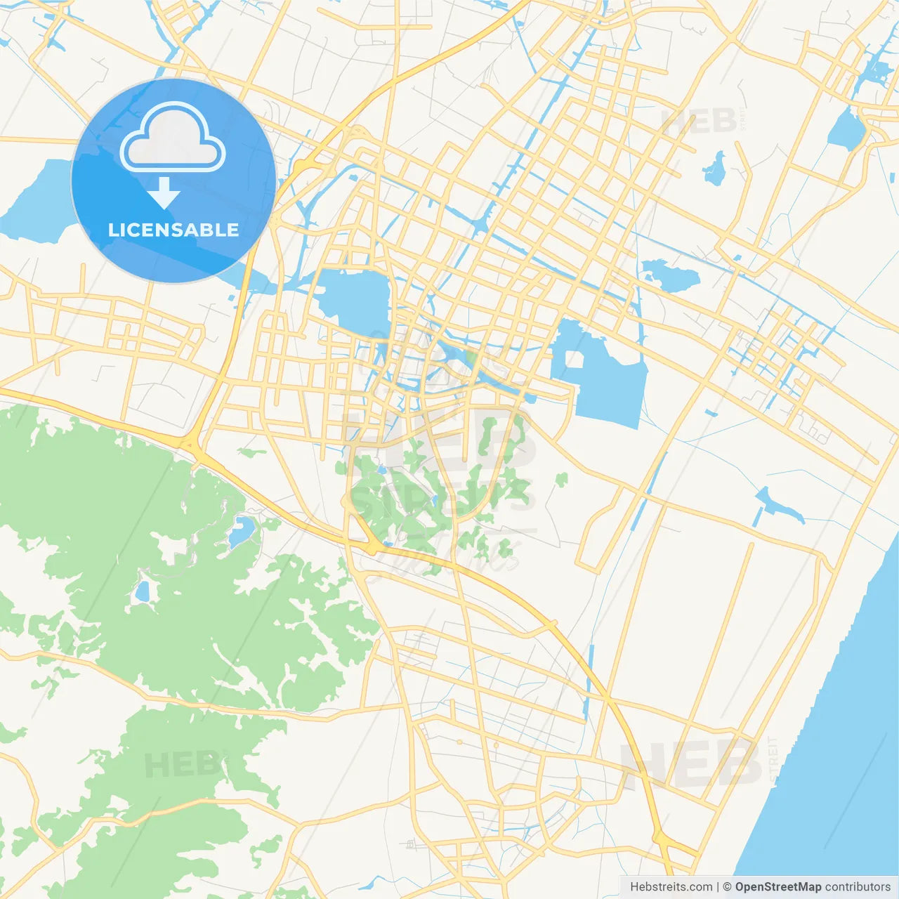 Printable street map of Yixing, China