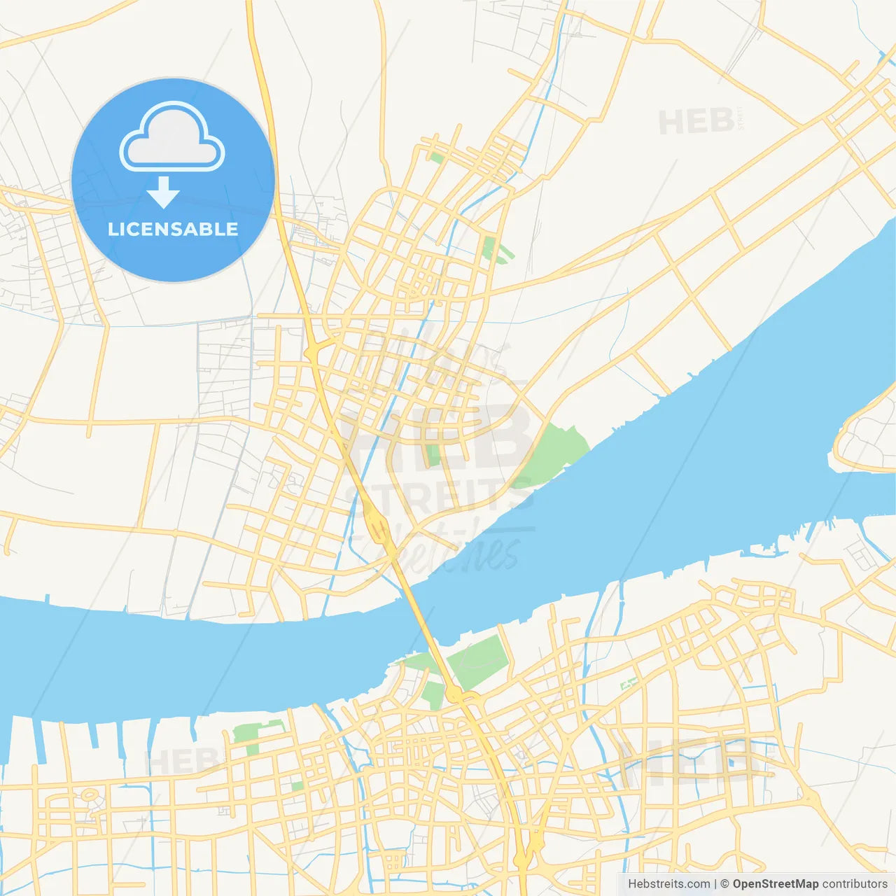 Printable street map of Jingjiang, China