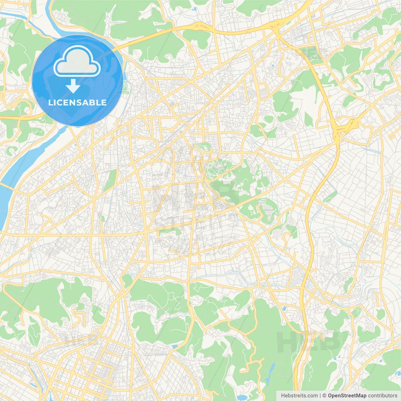 Printable street map of Kurashiki, Japan