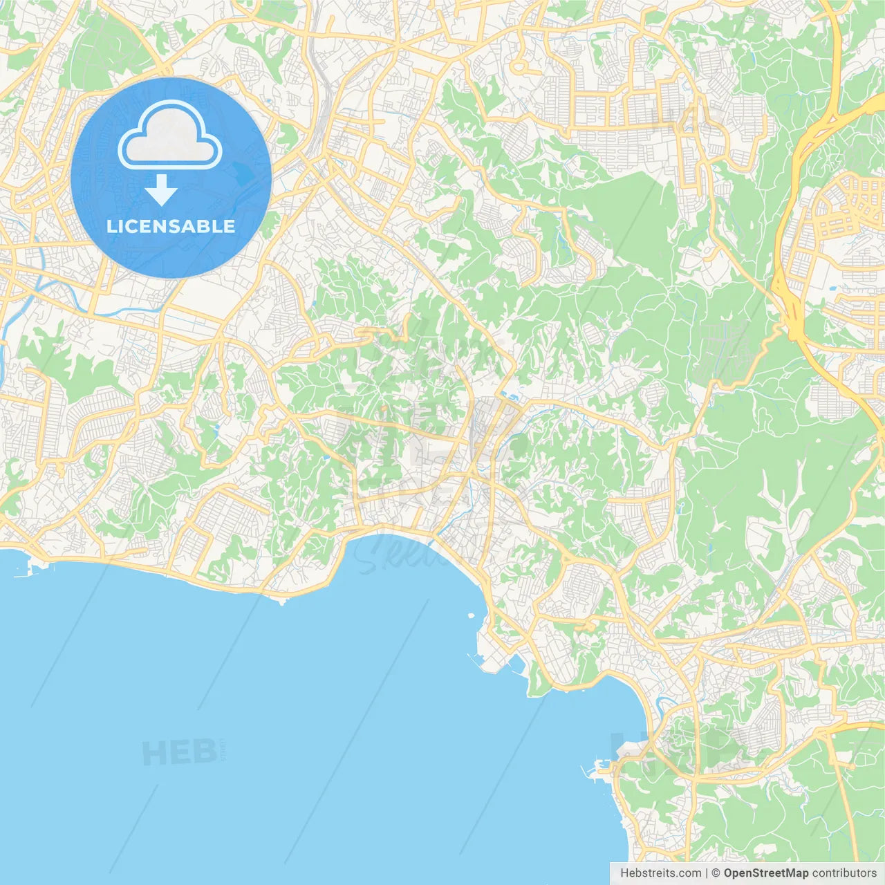 Printable street map of Kamakura, Japan