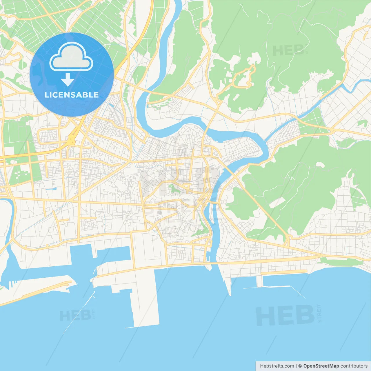 Printable street map of Ishinomaki, Japan