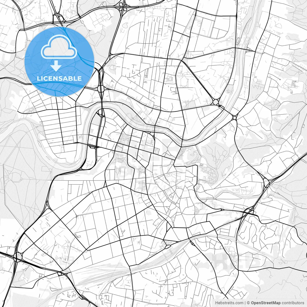 Vector PDF map of Vilnius, Lithuania